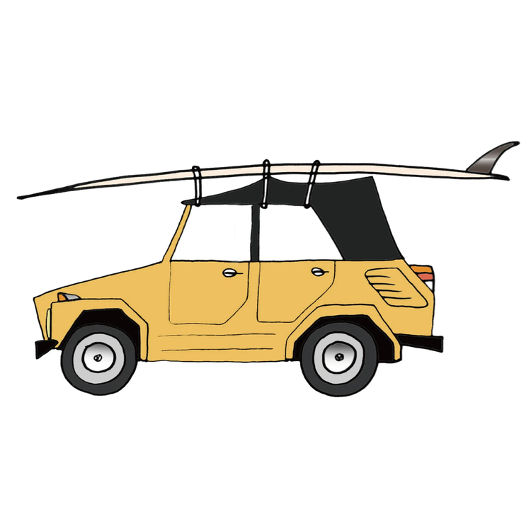 9 1971 VW “THING” & 12' SKIP FRYE SINGLE FIN GLIDER / Kevin Butler