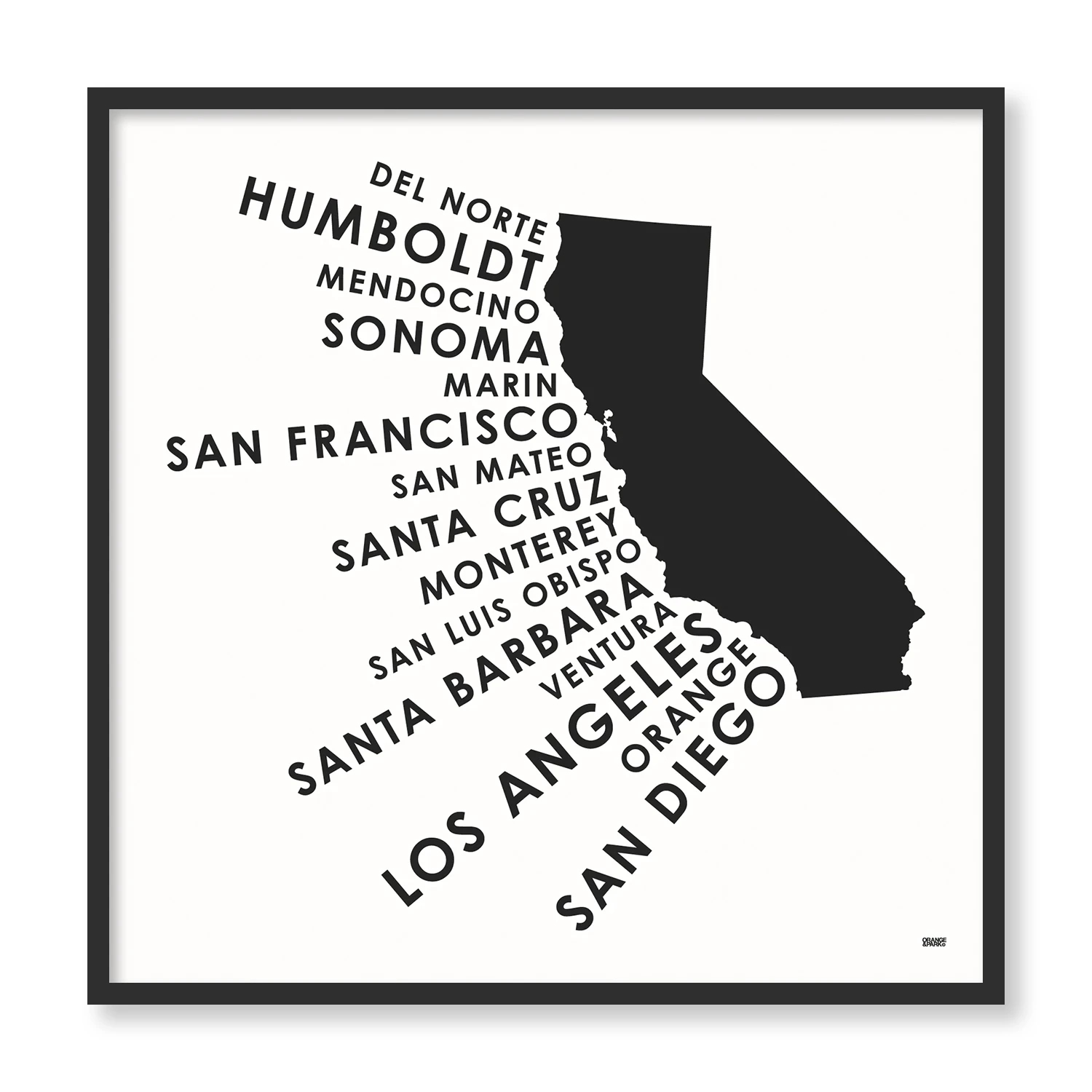 CALIFORNIA COASTAL COUNTIES PRINT / Orange & Park（オレンジアンド 
